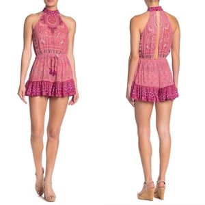 NWT Raga Embroidered Mock Neck Romper Size M